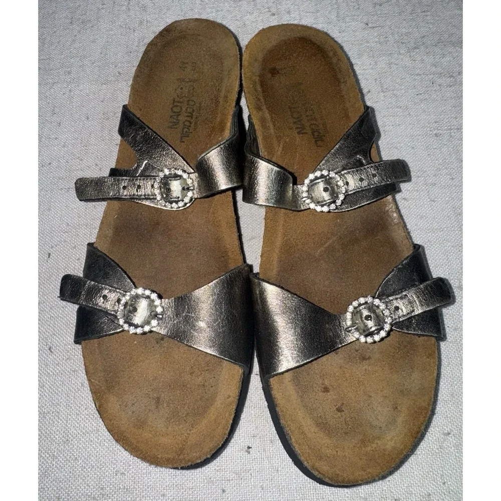 NAOT Metallic Leather‎ Kate Footbed Adjustable Sandals US Women's Sz 10 EU 41